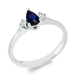 Ring aus 750 Weißgold Saphir 0,47ct blau 2 Brillanten 0,07ct F-SI B:5,6mm