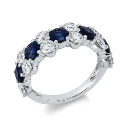 Ring aus 750 Weißgold 5 Saphire 2,17ct blau 12 Brillanten 1,77ct TW-SI B:6,6mm