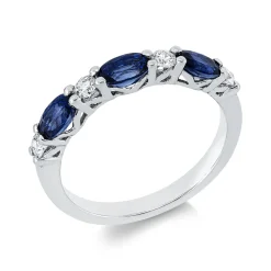 Ring aus 750 Weißgold 3 Saphire 1,09ct blau 4 Brillanten 0,21ct TW-SI B:3mm