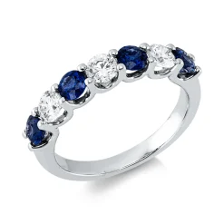 Ring aus 750 Weißgold 4 Saphire 1,02ct blau 3 Brillanten 0,64ct TW-SI B:3,7mm