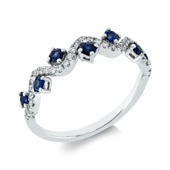 Ring aus 750 Weißgold 7 Saphire 0,38ct blau 33 Brillanten 0,17ct TW-SI B:4,4mm