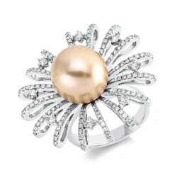 Ring aus 750 Weißgold Südsee-Perle 12,5mm gold 136 Brillanten 0,94ct F-SI