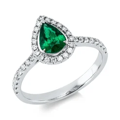 Ring aus 750 Weißgold Smaragd 0,5ct grün 38 Brillanten 0,28ct TW-SI B:10,6mm