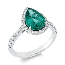 Ring aus 750 Weißgold Smaragd 2,05ct grün 36 Brillanten 0,42ct TW-SI B:13,9mm