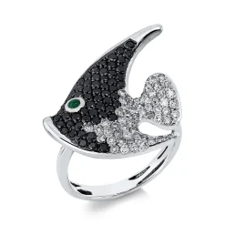 Ring aus 750 Weißgold Smaragd 0,04ct grün 115 Diamanten 1,22ct B:21,2mm