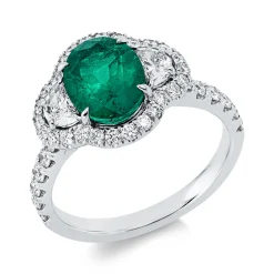 Ring aus 750 Weißgold Smaragd 1,52ct grün 40 Diamanten 0,83ct F-VVS/VS B:11,8mm