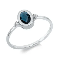 Ring aus 750 Weißgold Topas 0,49ct London Blue 2 Brillanten 0,03ct TW-SI B:8mm