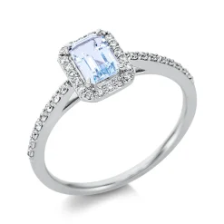 Ring aus 750 Weißgold Topas 0,64ct skyblue 36 Brillanten 0,19ct TW-SI B:8,4mm