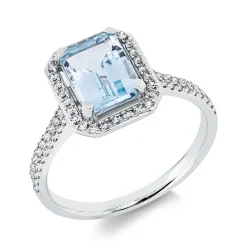 Ring aus 750 Weißgold Topas 2,06ct skyblue 72 Diamanten 0,26ct TW-SI B:11,6mm