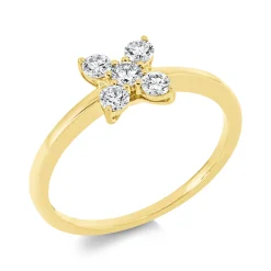 Ring Blume aus 750 Gold Gelbgold 5 Brillanten 0,35ct TW-SI B:6,6mm