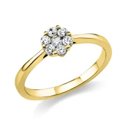 Ring Blume aus 585 Gold Gelbgold 7 Brillanten 0,26ct TW-SI Ø6mm
