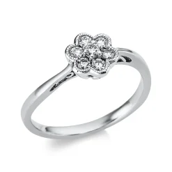 Ring Blume aus 750 Gold Weißgold 7 Brillanten 0,25ct TW-SI B:7,5mm