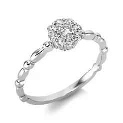 Ring Blume aus 750 Gold Weißgold 9 Brillanten 0,33ct TW-SI B:6,8mm