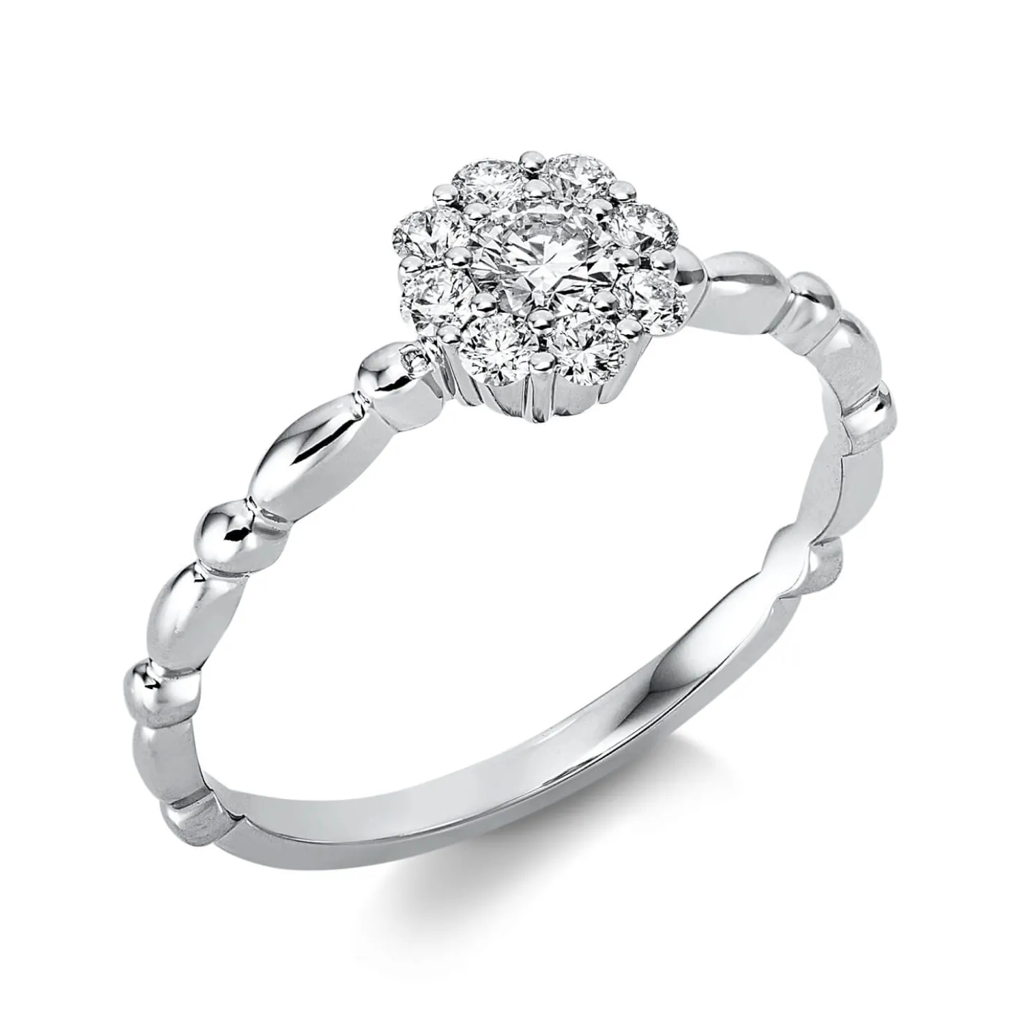 Ring Blume aus 750 Gold Weißgold 9 Brillanten 0,33ct TW-SI B:6,8mm
