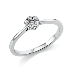 Ring Blume aus 950 Platin 6 Brillanten 0,13ct TW-SI 1 Brillant 0,04ct TW-SI B:5,3mm