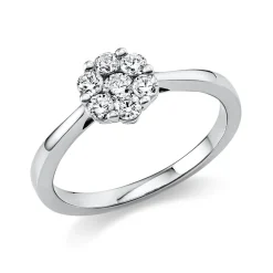 Ring Blume aus 950 Platin 6 Brillanten 0,33ct TW-SI 1 Brillant 0,09ct TW-SI B:7,1mm