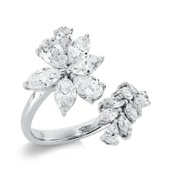 Ring Blumen aus 750 Gold Weißgold 16 Diamanten 2,42ct TW B:21,6mm