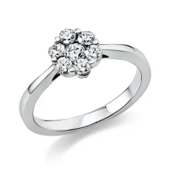 Ring Blume 750 Weißgold 6 Brillanten 0,38ct TW-SI 1 Brillant 0,14ct TW-SI B:7,6mm