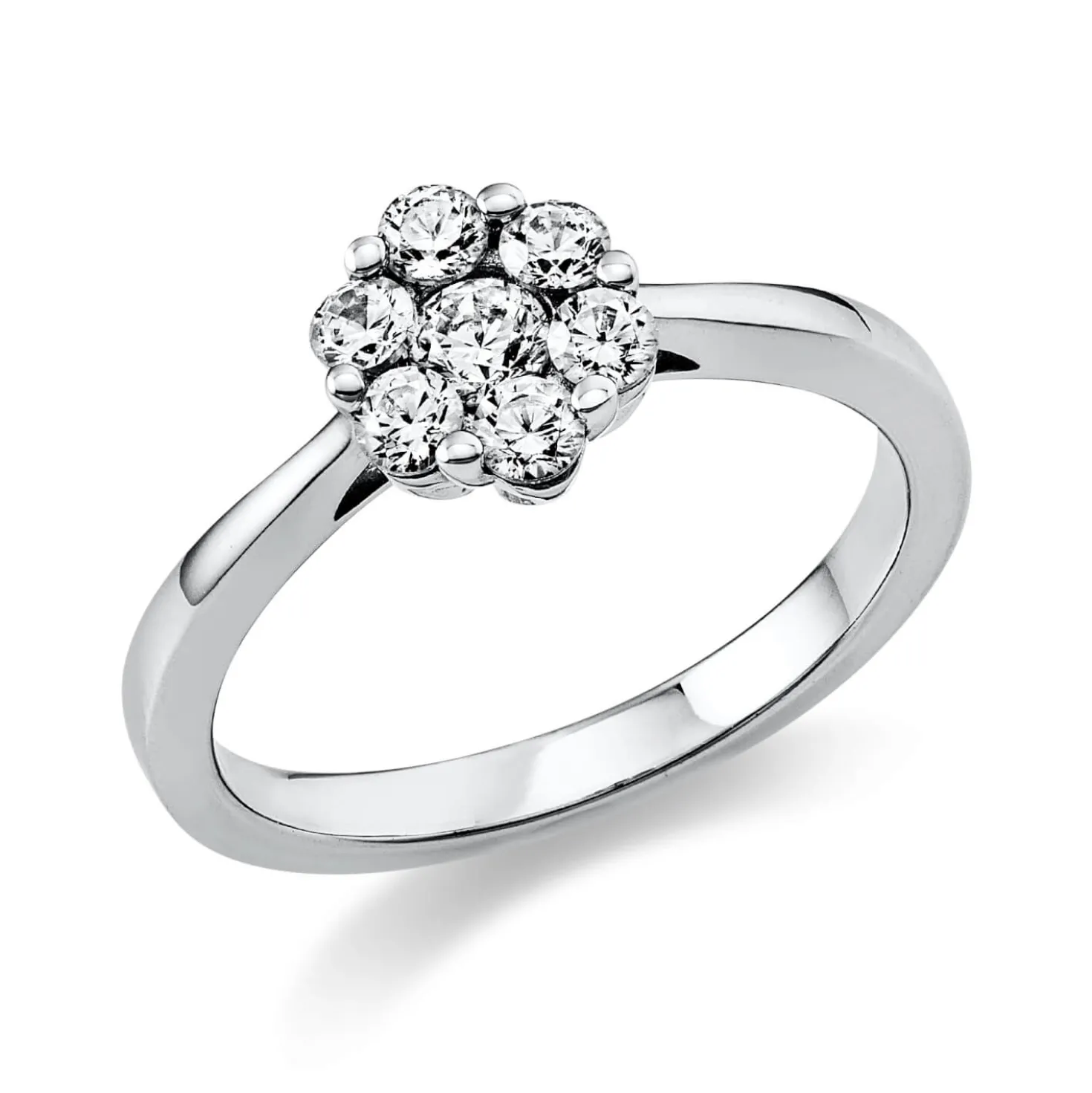 Ring Blume 750 Weißgold 6 Brillanten 0,38ct TW-SI 1 Brillant 0,14ct TW-SI B:7,6mm