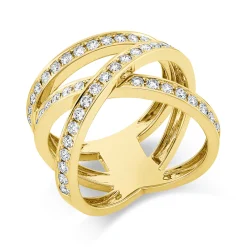 Ring breit aus 750 Gold Gelbgold 54 Brillanten 0,88ct TW-VSI B:16mm