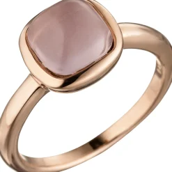 Ring Damenring aus echtem 925 Silber rotgold vergoldet mit rosa Glasstein