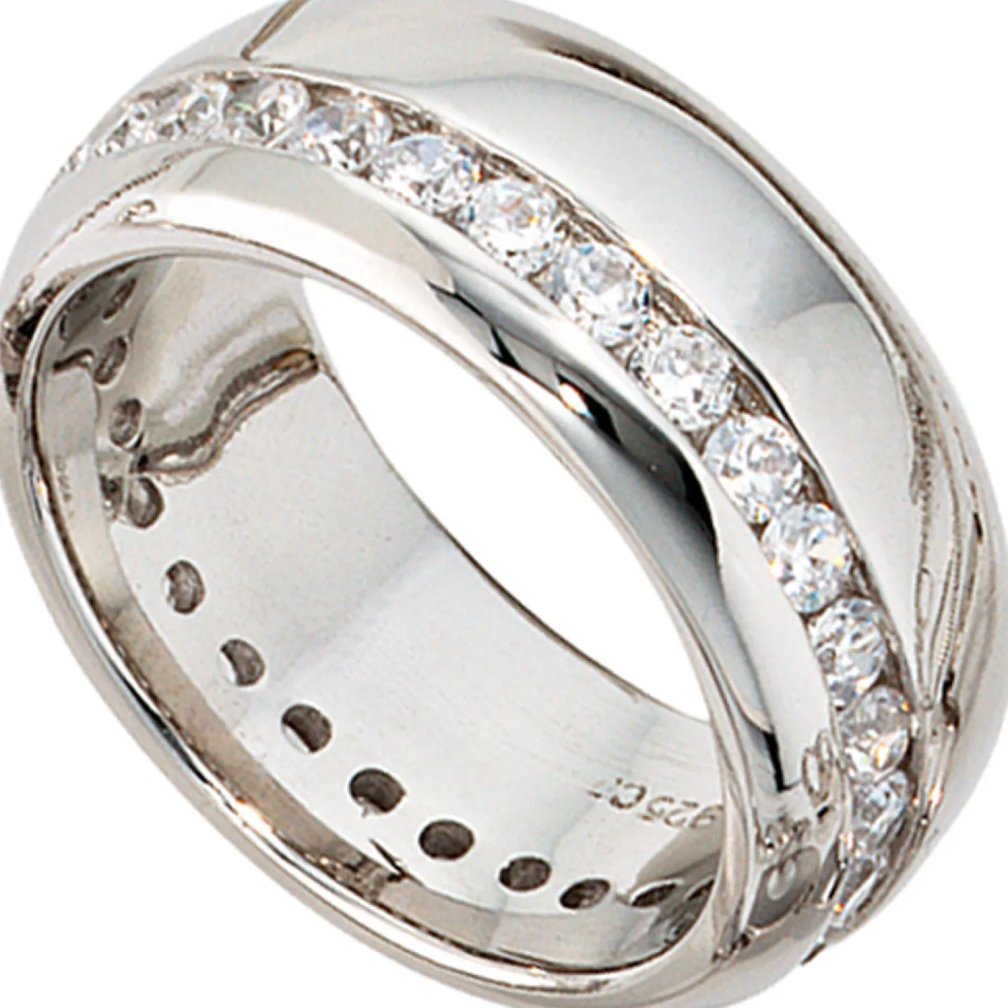 Ring Damenring aus 925 Echt Silber mit Zirkonia rundum Sterlingsilber Silberring