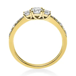 Ring Damenring aus 750 Gold Gelbgold mit 15 Diamanten Brillanten 0,58 Ct.