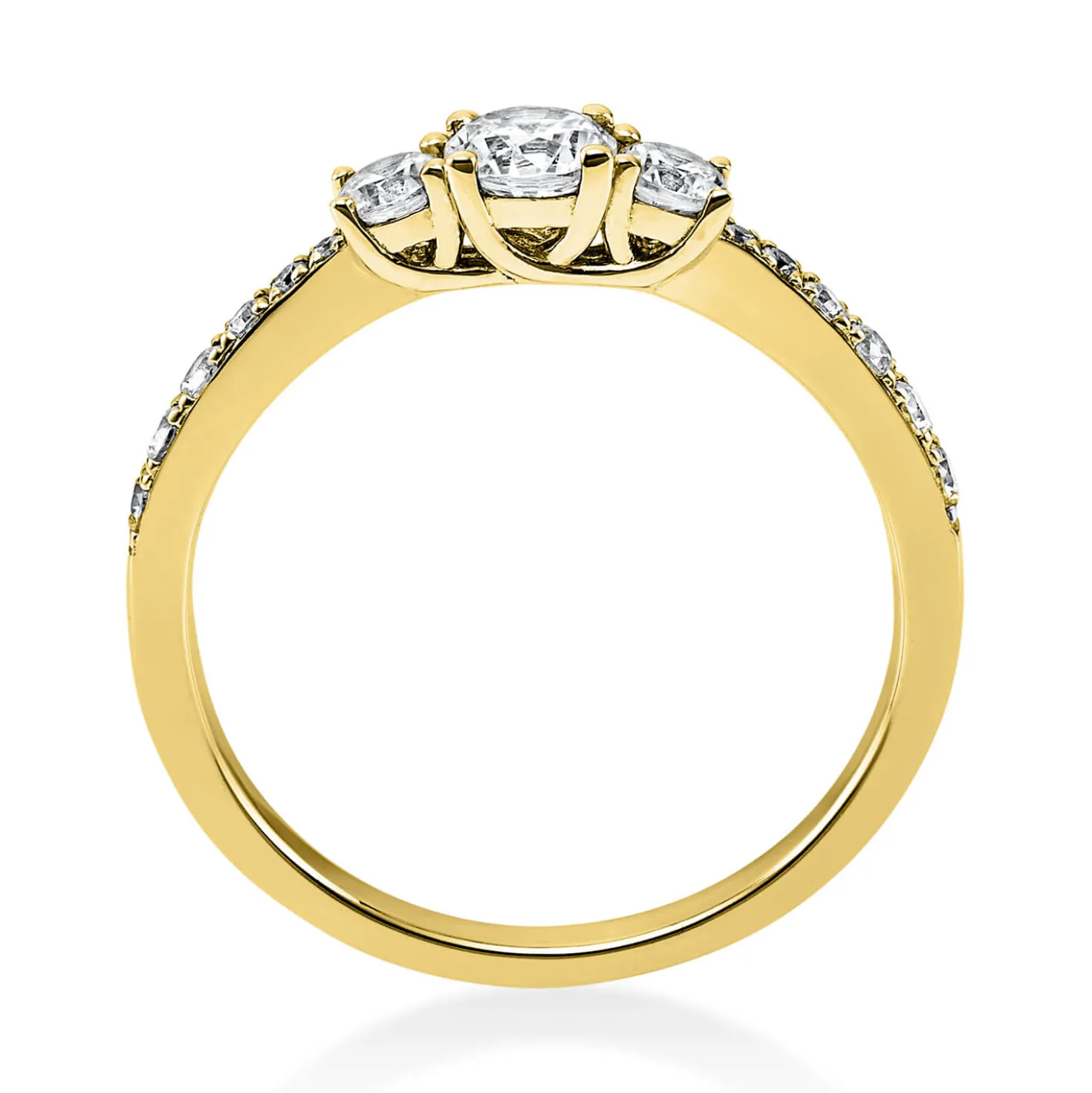 Ring Damenring aus 750 Gold Gelbgold mit 15 Diamanten Brillanten 0,58 Ct.