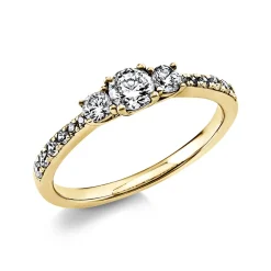 Ring Damenring aus 585 Gold Gelbgold mit 15 Diamanten Brillanten 0,58 Ct.