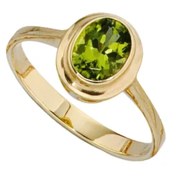 Ring Damenring aus 585 Gold Gelbgold mit Peridot grün