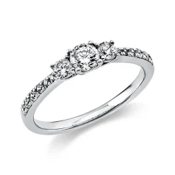 Ring Damenring aus 750 Gold Weißgold mit 15 Diamanten Brillanten 0,58 Ct.