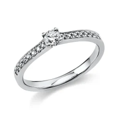 Ring Damenring aus 950 Platin mit 17 Diamanten Brillanten 0,29 Ct. 4er-Krappe