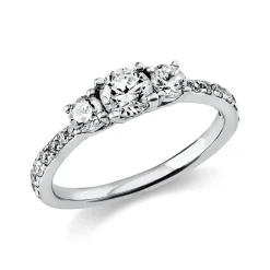 Ring Damenring aus 950 Platin mit 17 Diamanten Brillanten 0,94 Ct. 4er-Krappe