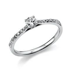 Ring Damenring aus 950 Platin mit 17 Diamanten Brillanten 0,37 Ct. 4er-Krappe