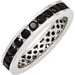 Ring Damenring aus 925 Silber glänzend Zirkonia schwarz rundum Damen