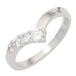 Ring Damenring aus 925 Silber glänzend 4 Zirkonia weiß Silberring