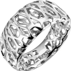Ring Damenring aus 925 Silber rhodiniert Breite 11,5mm Fingerring mit Muster
