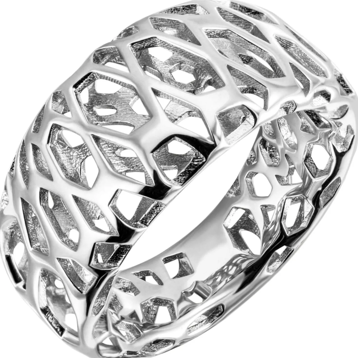 Ring Damenring aus 925 Silber rhodiniert Breite 11,5mm Fingerring mit Muster
