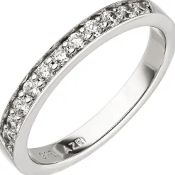 Ring Damenring aus 925 Silber rhodiniert mit 11 Zirkonia Breite 2,8mm Silberring