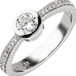 Ring Damenring aus 925 Silber rhodiniert mit 19 Zirkonia Breite 6,8mm Silberring