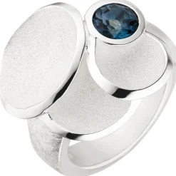 Ring Damenring, Blautopas hellblau blau Topas 925 Silber eismatt Fingerschmuck