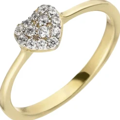 Ring Damenring Fingerschmuck Herz Herzchen mit weißen Zirkonia 375 Gold Gelbgold