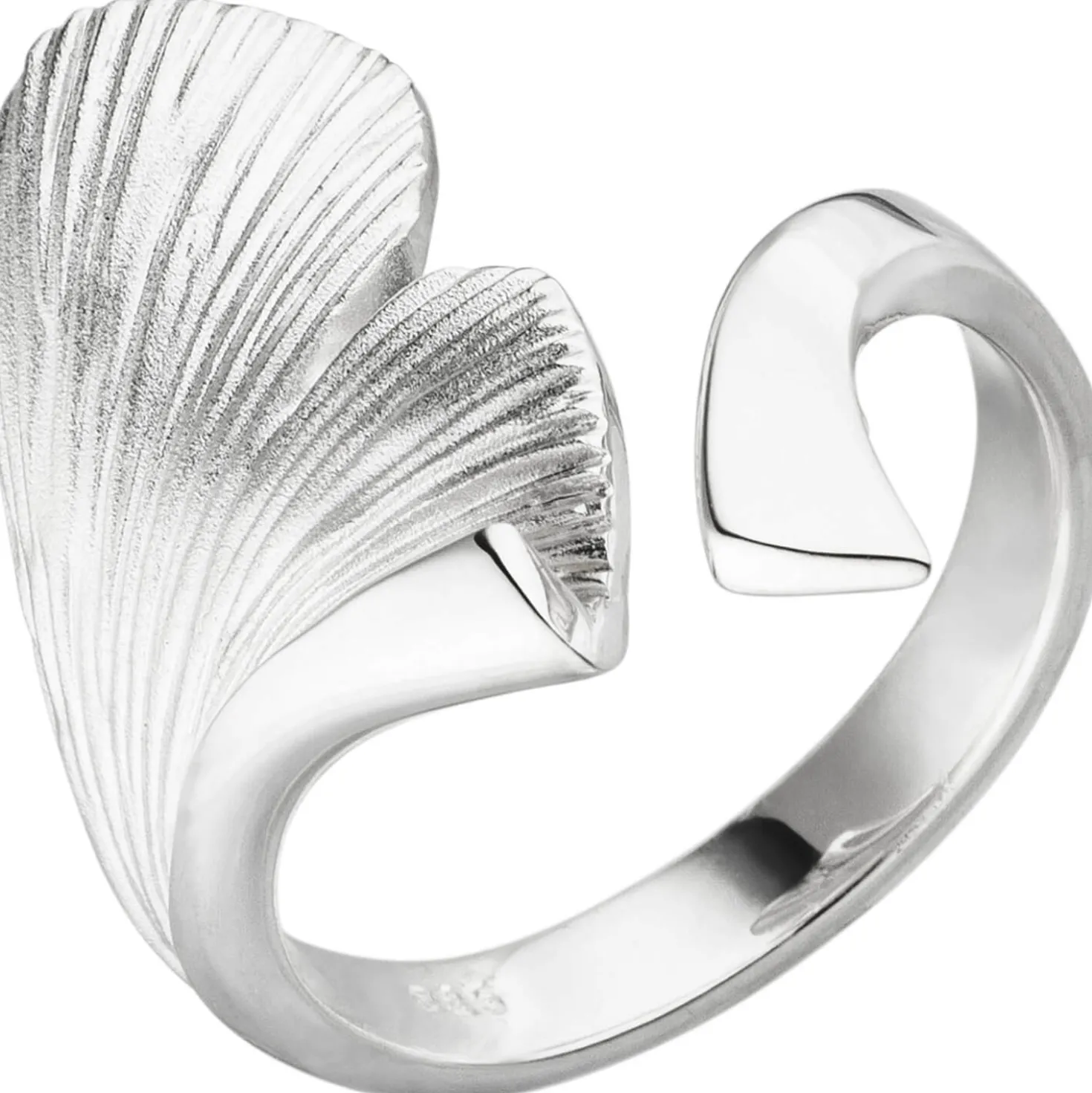 Ring Damenring Ginkgoblatt aus 925 Silber Sterlingsilber, Fingerring