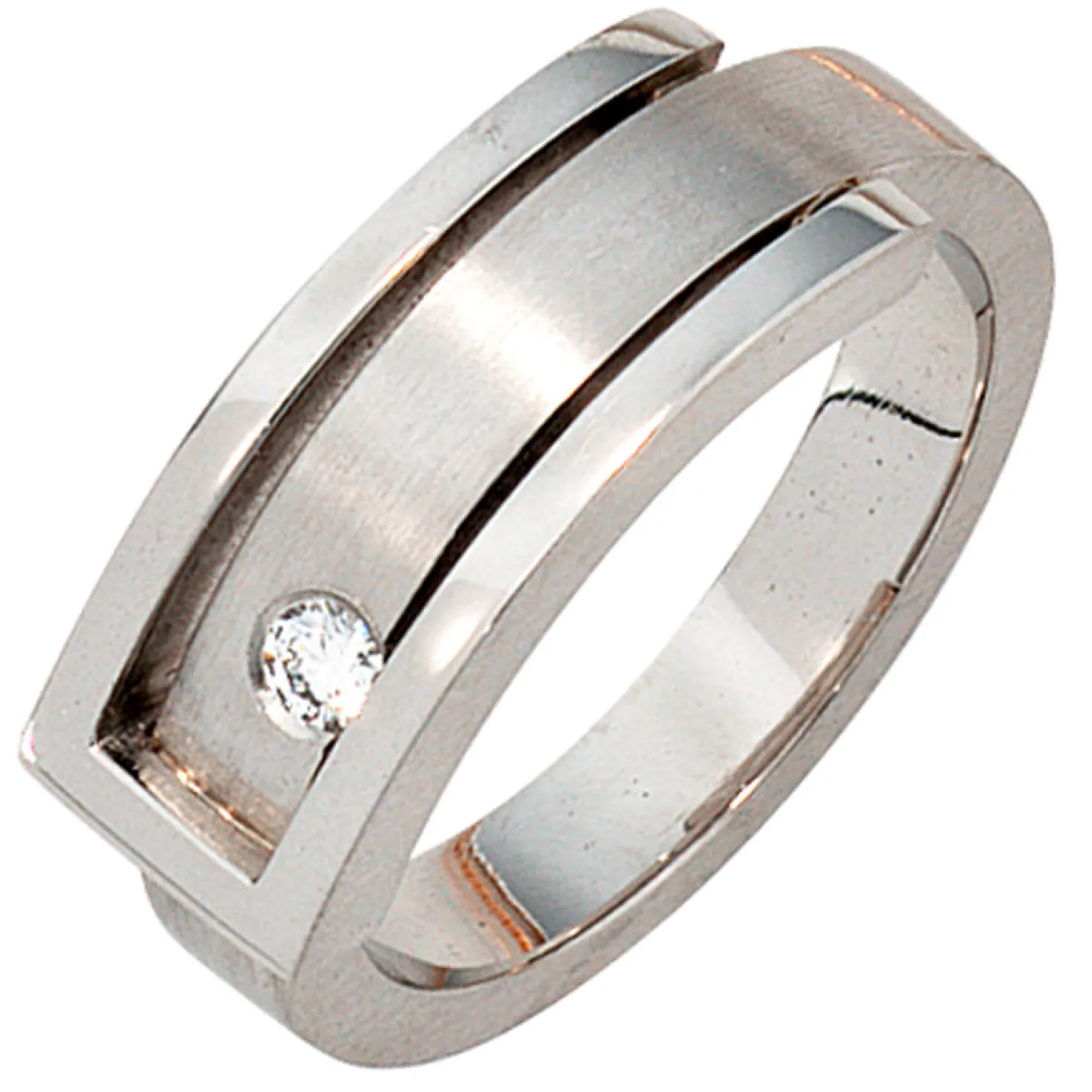 Ring Damenring mit Diamant Brillant 0,10ct 950 Platin mattiert Fingerring