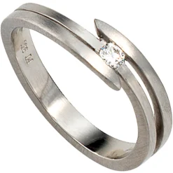 Ring Damenring mit 1 Diamant Brillant 0,09ct 950 Platin mattiert Platinring
