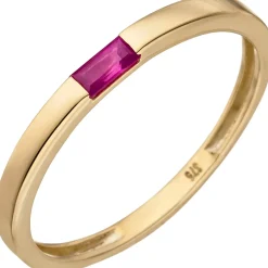 Ring Damenring mit rotem Rubin 375 Gold Gelbgold Goldring Fingerschmuck