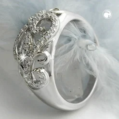 Ring Damenring mit weißen Zirkonia auf dem Muster 925 Silber