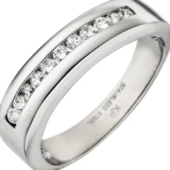 Ring Damenring mit weißen Zirkonia, Edelstahl, Fingerschmuck Edelstahlring