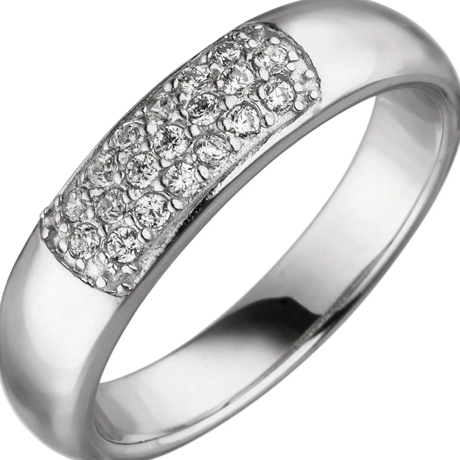 Ring Damenring mit 19 Zirkonia weiß aus 925 Silber 5mm breit Fingerschmuck