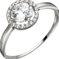 Ring Damenring mit 21 Zirkonia weiß, 333 Gold Weißgold Fingerring Goldring